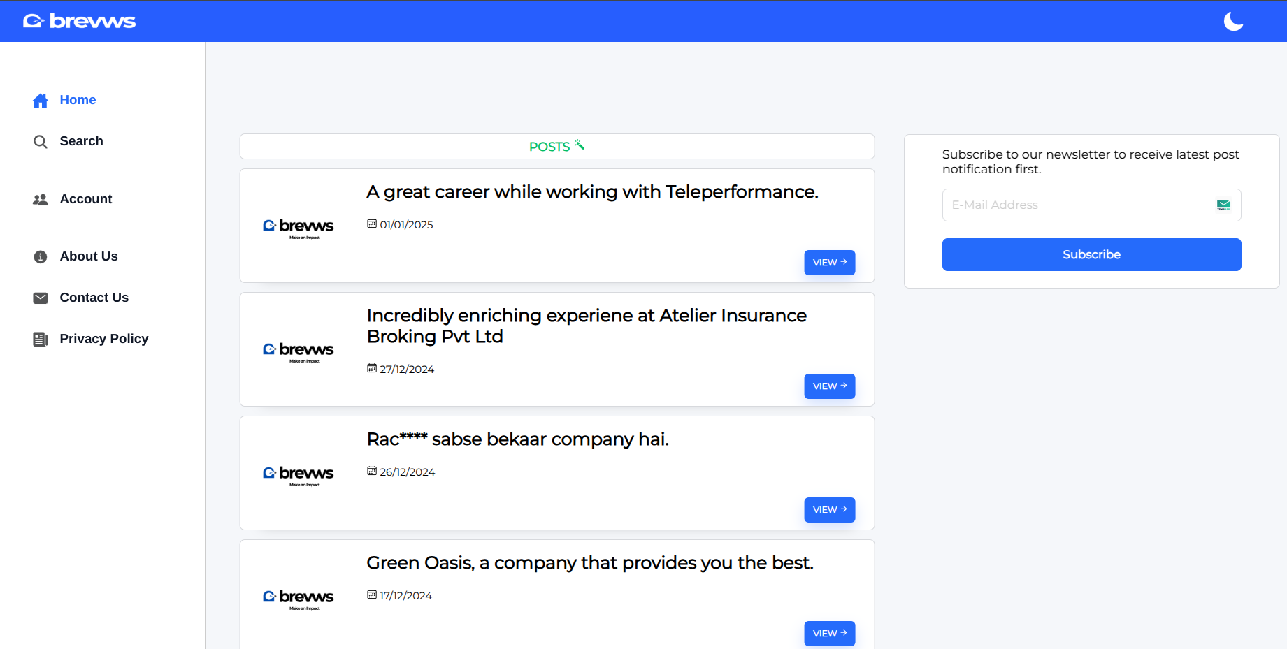 Brevws | Share your job experience with the world anonymously